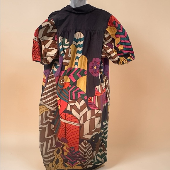 Carolina K- Valerie Pleated Kaftan Vibrant Multicolor Midi Dress Size Small - Picture 7 of 8